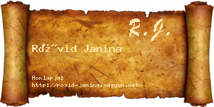 Rövid Janina névjegykártya